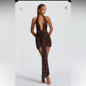 Leopard Print Halter Mini Dress